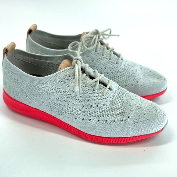 Women Cole Haan Zero Grand Stitchlite 2Knit Oxford Shoes Vapor Gray/ Flame 5B - Picture 3 of 10